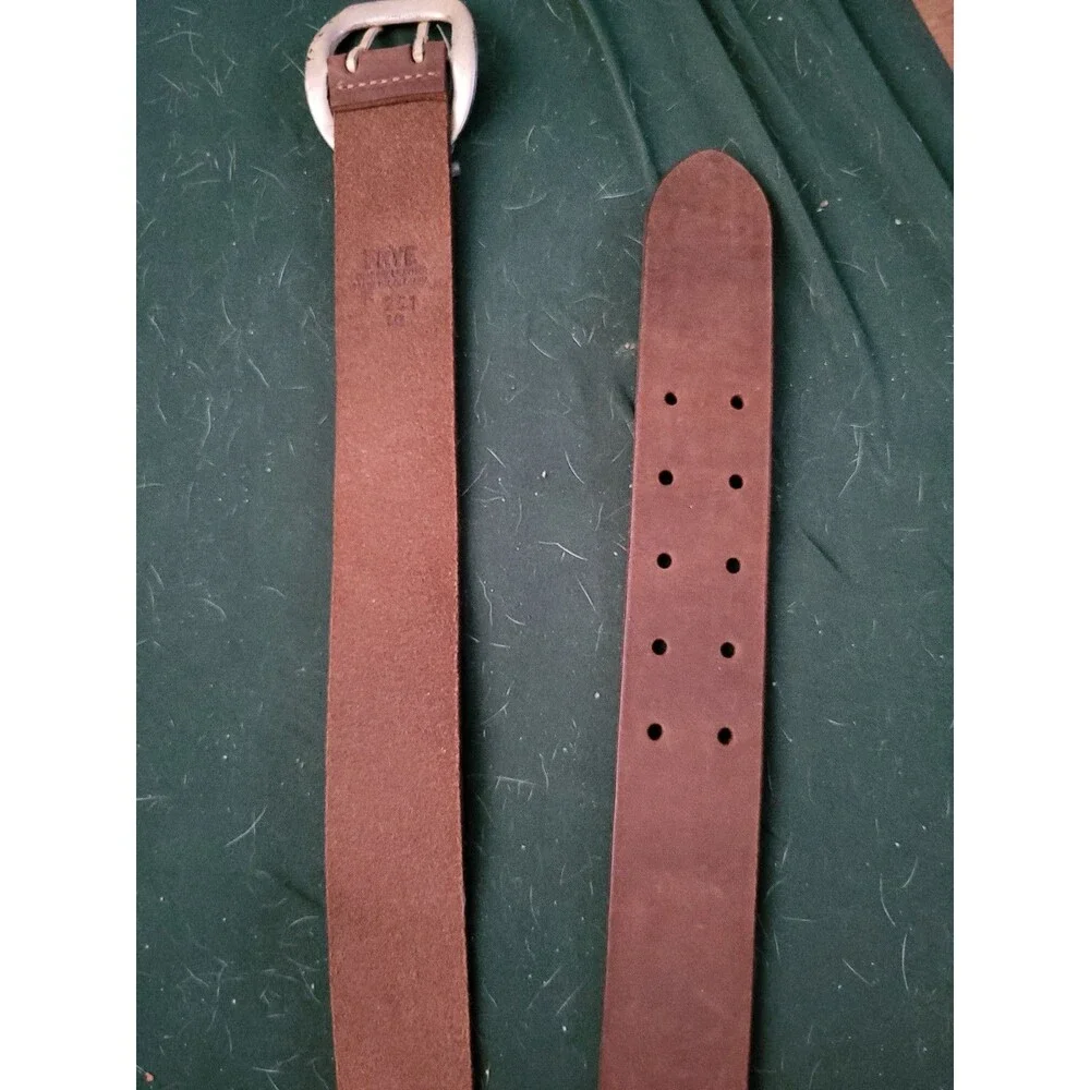 Frye Leather Belt Brown Women's Large Silver Double Buckle
